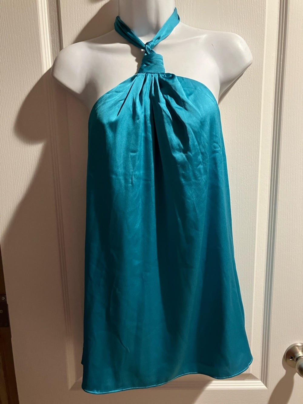 White House Black Market Teal Halter Neck Satin Top